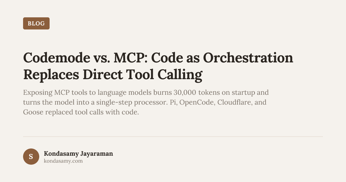 Codemode vs. MCP: Code as Orchestration Replaces Direct Tool Calling