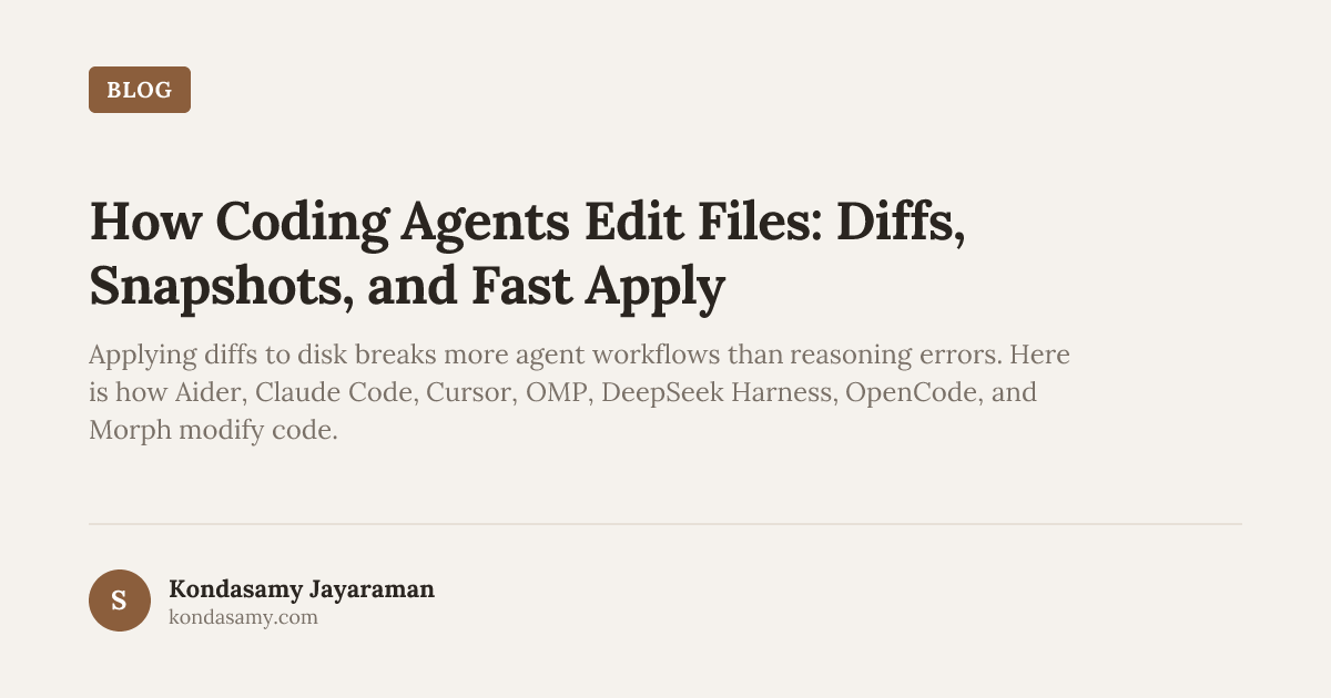 How Coding Agents Edit Files: Diffs, Snapshots, and Fast Apply