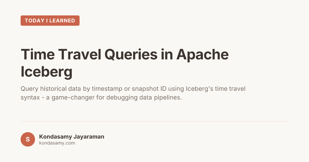 Time Travel Queries in Apache Iceberg